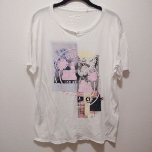 Guess White Oversize Graphic Tee XS